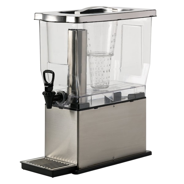 Cold Beverage Dispenser, Rectangular, 3 gallon, Silver